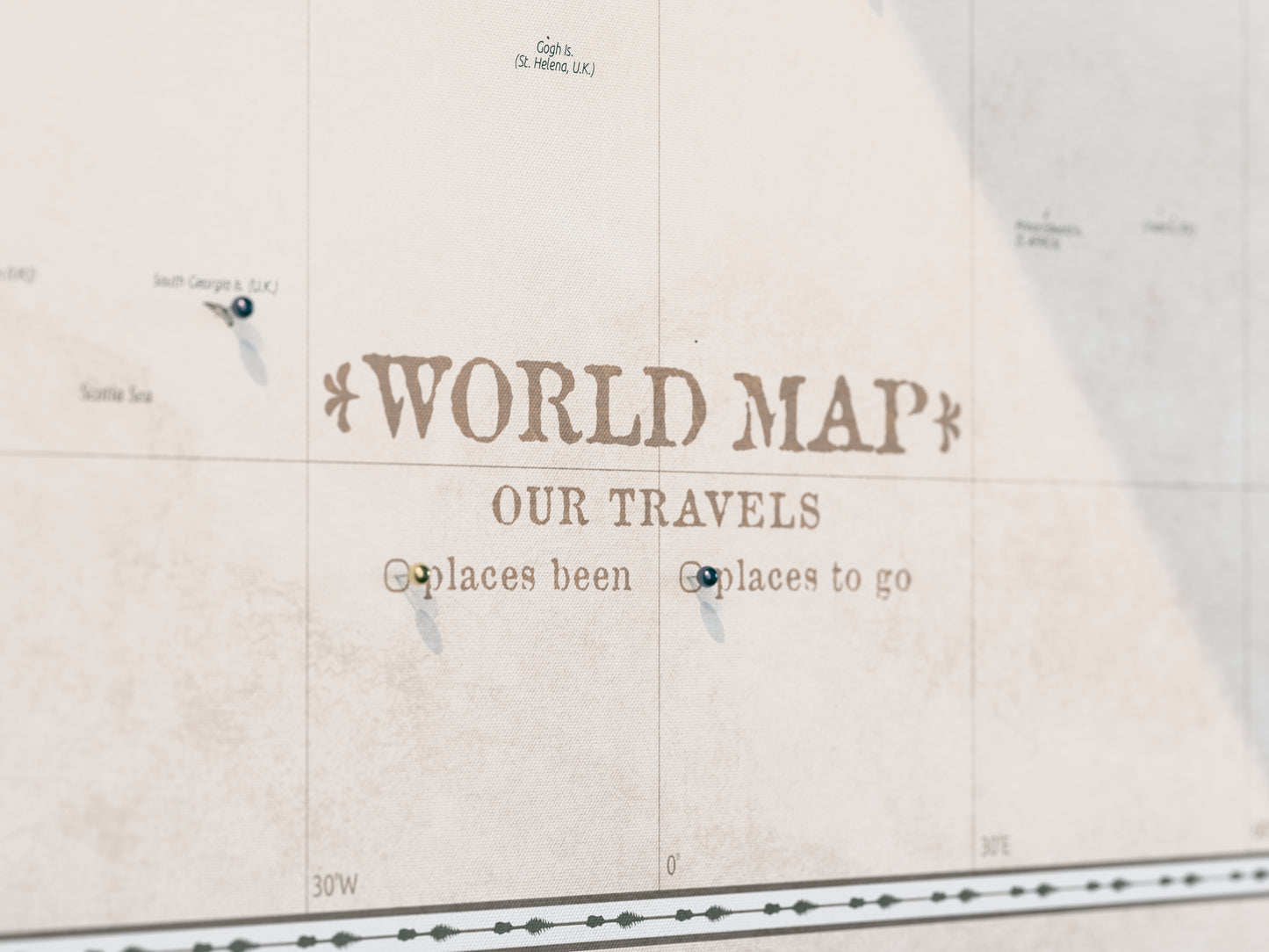 Personalized World Map on Canvas Pushpins Pinboard - Pastel Vibe