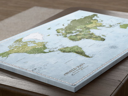 Personalizowana Mapa świata na płótnie w formie tablicy korkowej z pinezkami - Just Earth