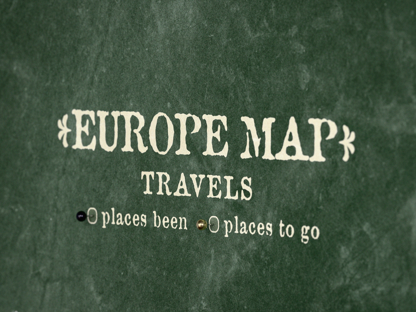 Personalised Europe Map on Canvas Pushpins Pinboard - Explorer's Green