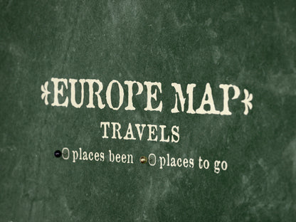Personalised Europe Map on Canvas Pushpins Pinboard - Explorer's Green
