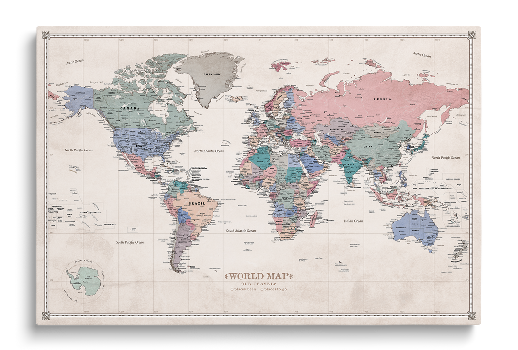 Pinboard World Maps | Travel Push Pin Maps | Cork Board Maps – Pinmap