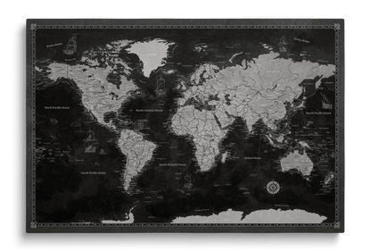 Carte du Monde Personnalisée sur Toile avec Épingles - Métallique