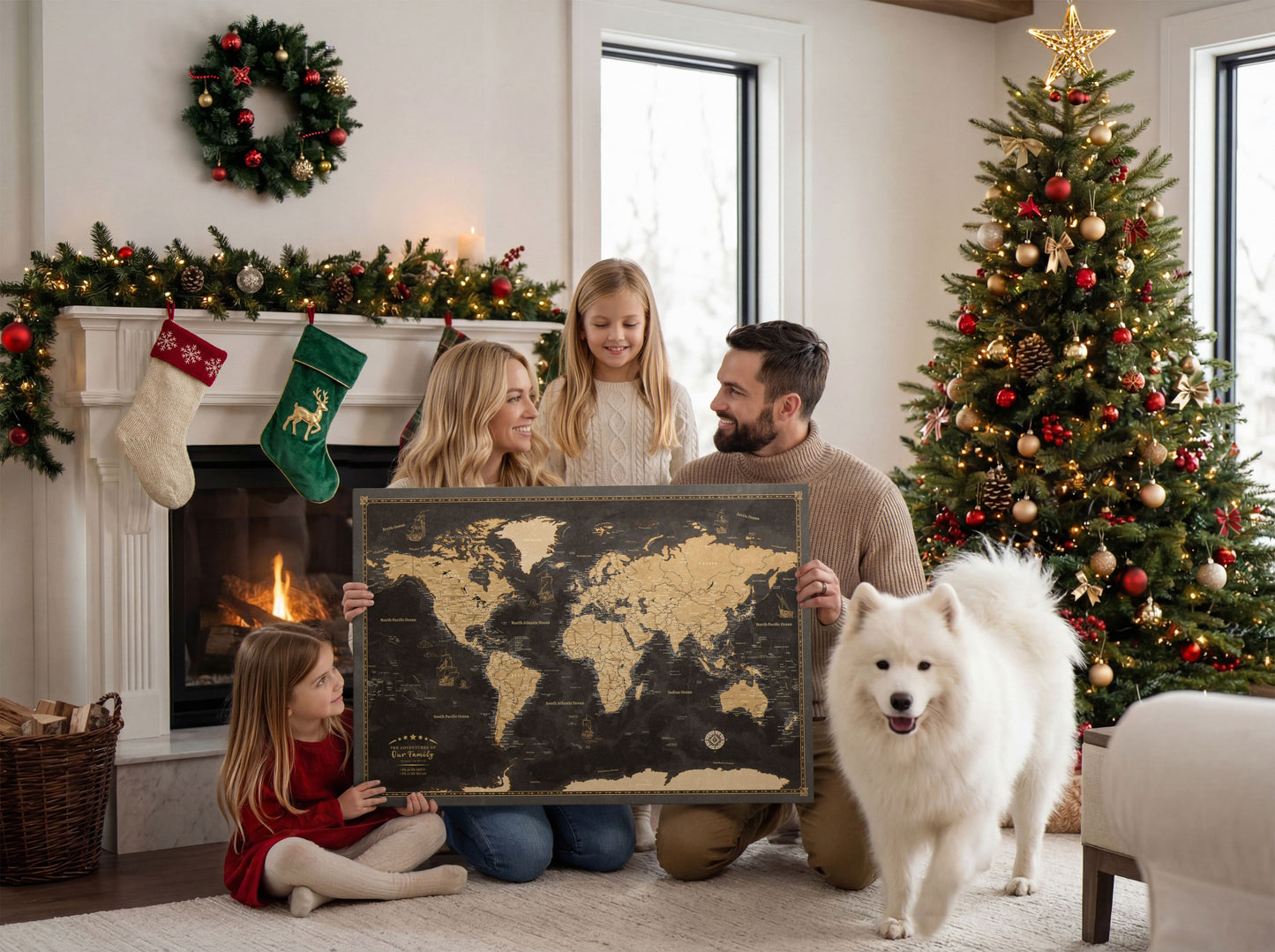 Personalised World Map on Canvas Pushpins Pinboard - Golden Travels