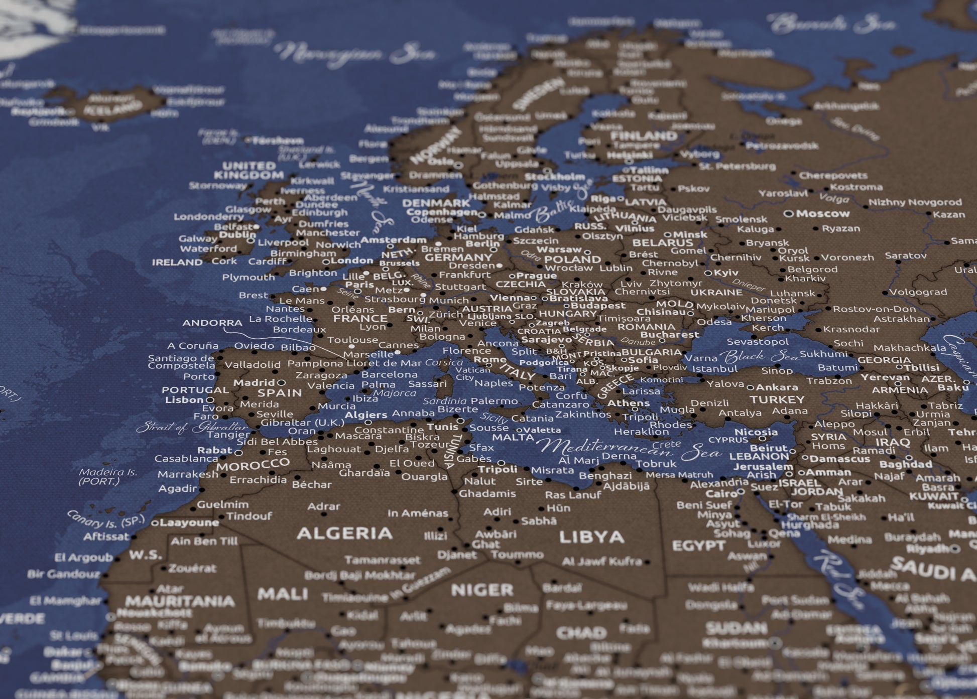 Carte du monde personnalisable à épingler Bleu carte punaise
