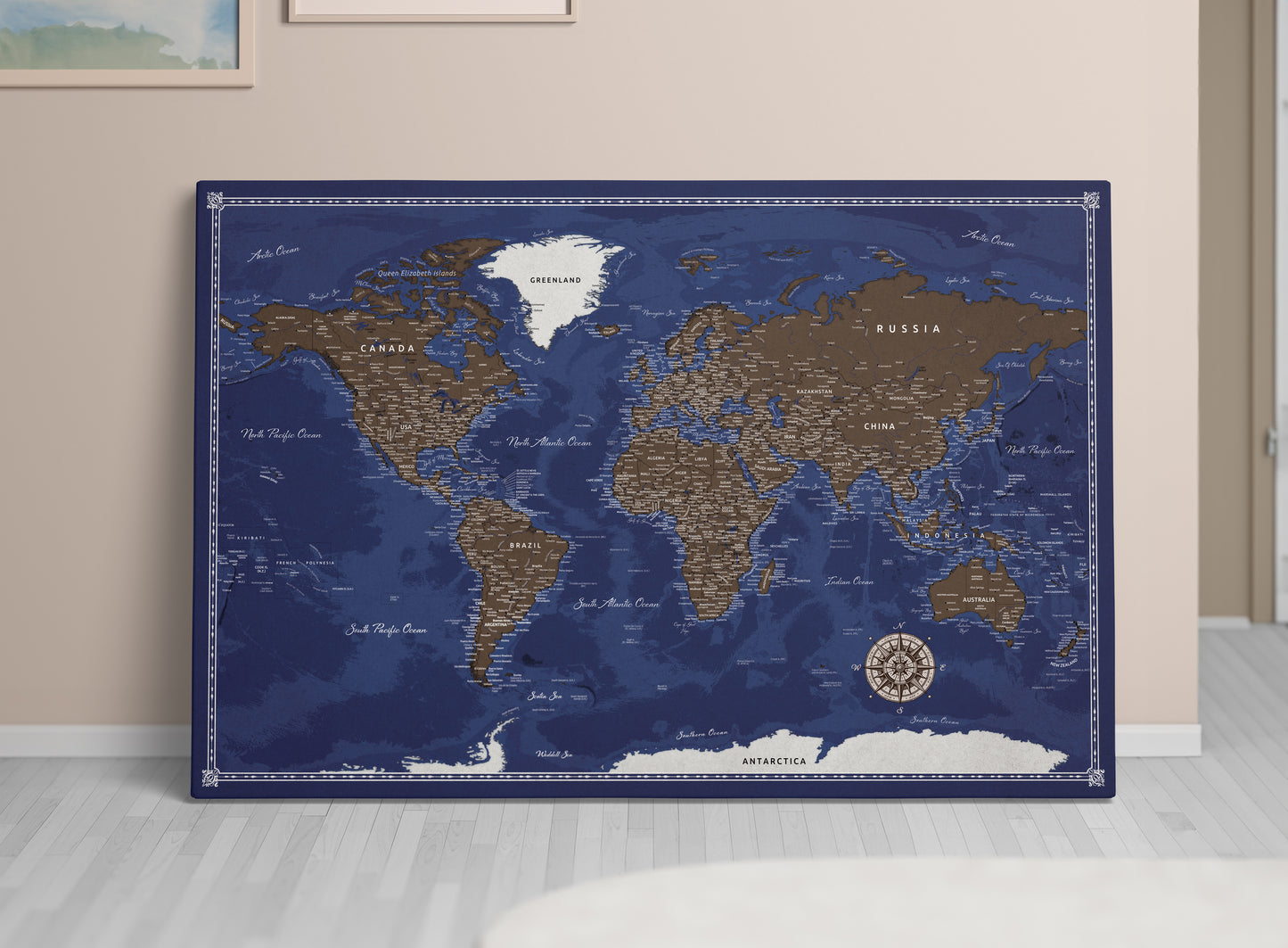 Tableau carte du monde -  Cartes de voyage avec épingles