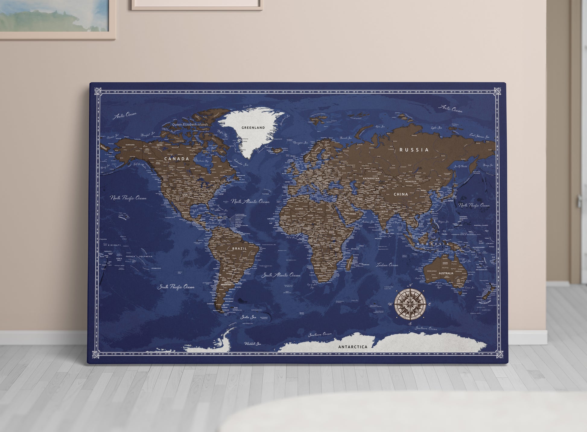  Canvas Art Bay Atlas Push Pin World Map