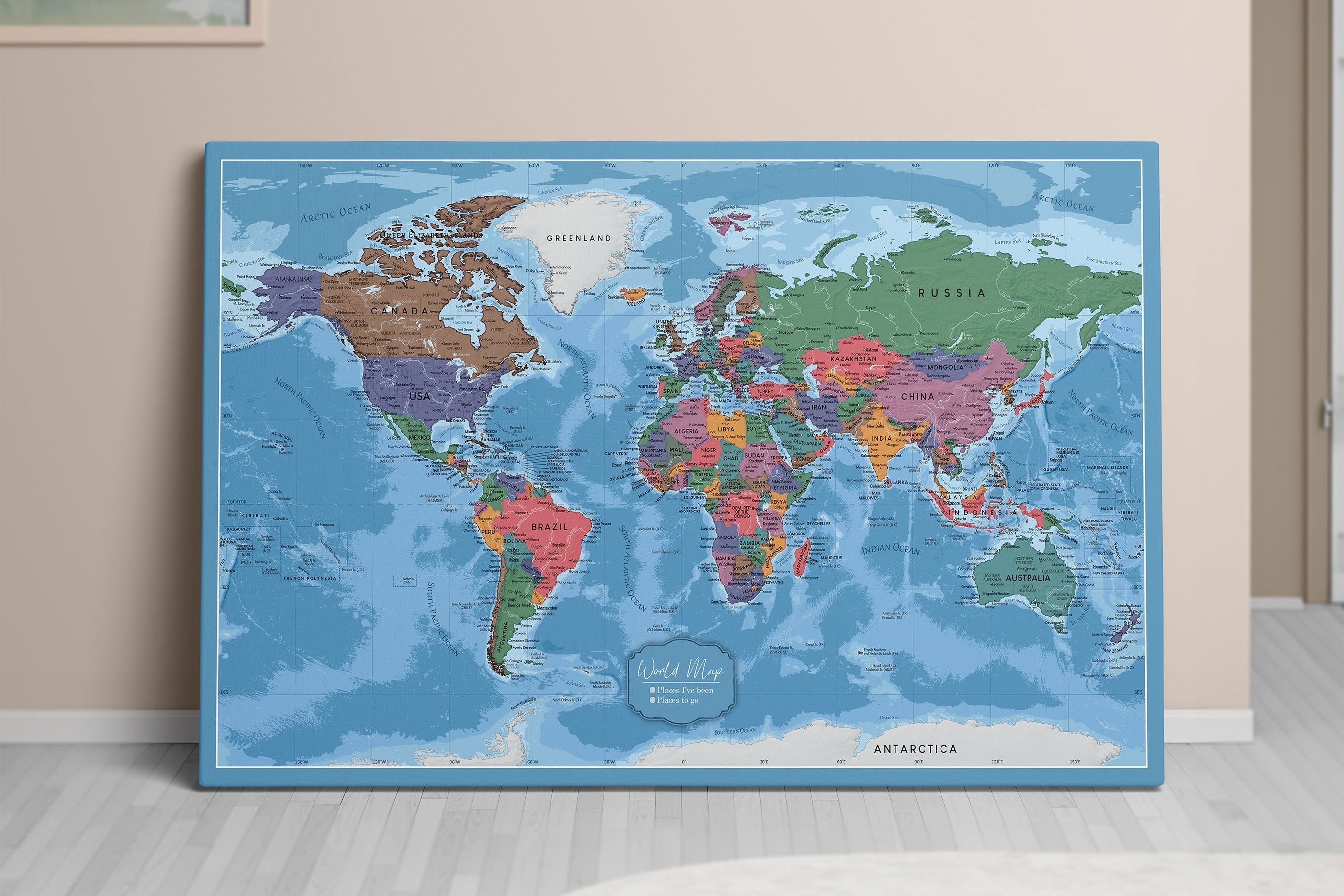 Custom World Map Canvas for Travelers - Pin & Plan Your Journeys ...